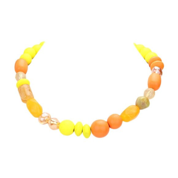 Tigerstars Classy Marbled Bead Wood Ball Collar Necklace - Picture 1 of 2